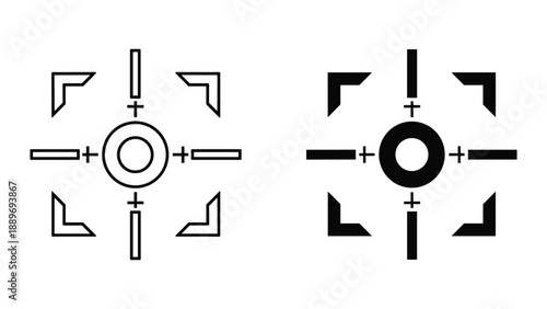 Geometric shapes with circle and plus signs