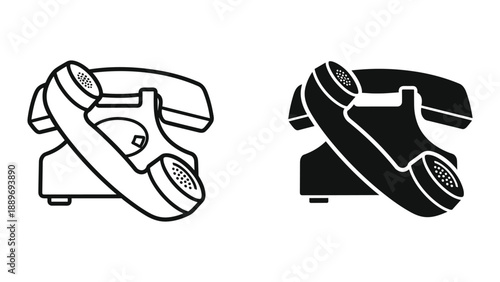 Simple black and white landline phone illustration