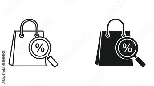 Shopping bag with discount percentage symbol