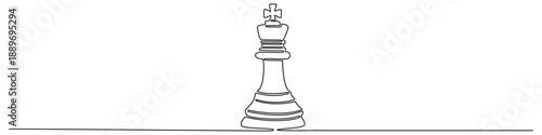 Continuous one line king chess drawing vector for strategy and leadership themes. Minimalist game piece ideal for champion logos and tactical authority.