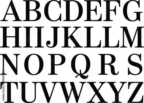 Black uppercase alphabet letters on white background