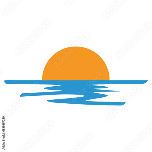 Vibrant Orange Sun Melting Into The Calm Ocean Surface At Dusk