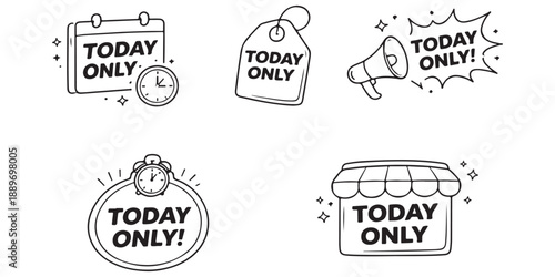 Today Only Sale Icons Limited Time Offer, Urgency, Shopping Deals