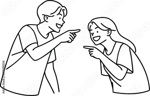 Two People Pointing Fingers at Each Other in Argument conflict black and white
