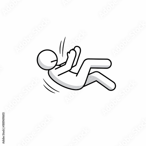 Simple Line Drawing of Person Falling Down.