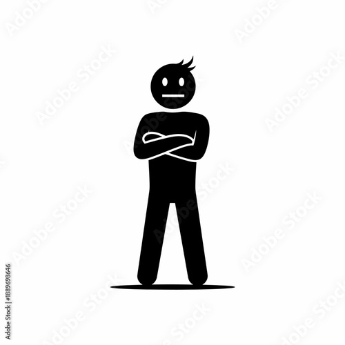 Black Silhouette Man Standing Arms Crossed.