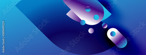 Abstract gradients, flowing shapes, vibrant blues, purples create dynamic composition. Modern design, smooth transitions, digital art.