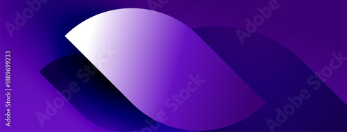 Abstract purple design features curved shapes, gradients. Minimalist composition with dark background, bright central element. Modern aesthetic.