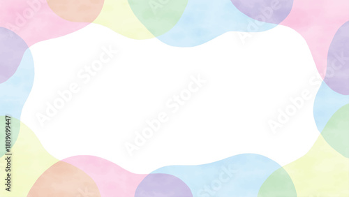 水彩風の春色フレーム　曲線でシンプルな壁紙