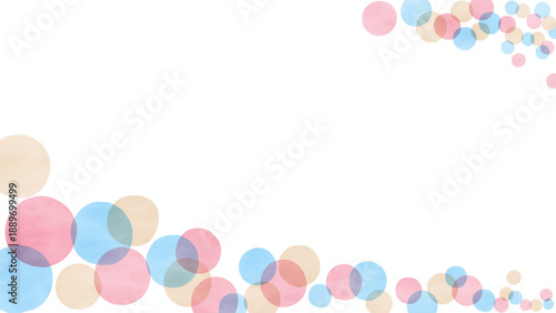 水彩風の水玉フレーム　背景イラスト