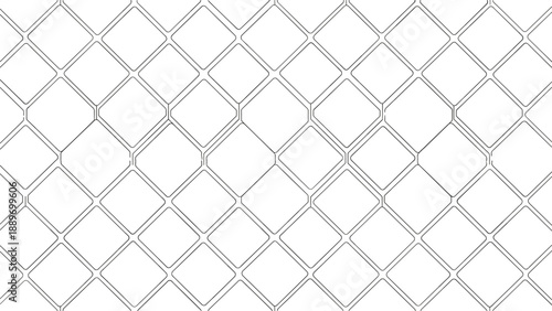 Geometric chain link fence pattern background consisting of interlocking diamond shapes in a minimalist line art style.