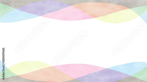 水彩風の曲線フレーム　シンプルな背景