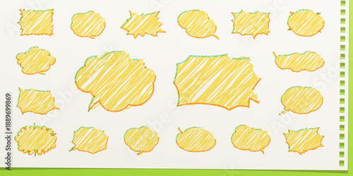 マーカーペンで塗りつぶしたようなデザインの吹き出し　横書き