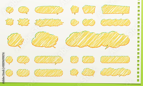 マーカーペンで塗りつぶしたようなデザインの吹き出し　横長型