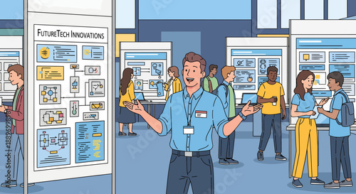 People Exploring Technology Innovations at Exhibition