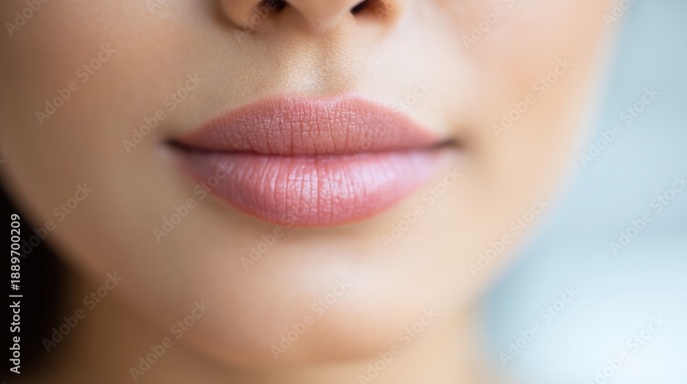 Fototapeta premium Close-up view of lips with soft color in natural light