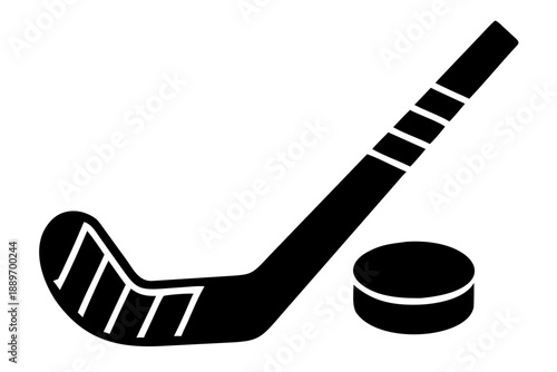 minimalist black hockey stick silhouette illustration for ice hockey sports and athletic equipment design