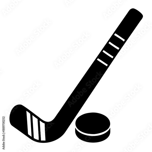 minimalist black hockey stick icon silhouette illustration for ice hockey sports and athletic equipment design