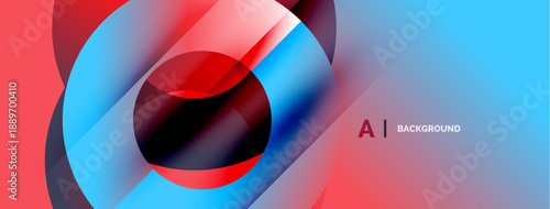 Abstract design features overlapping circles, vibrant redblue gradient. Modern aesthetic, suitable for digital backgrounds, presentations.