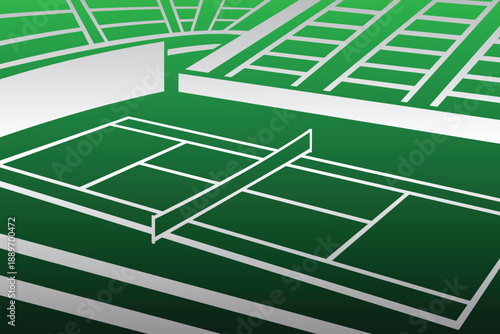 Tennis Ball Field Arena Sport Stadium Stylized Gradient Illustration Vector 