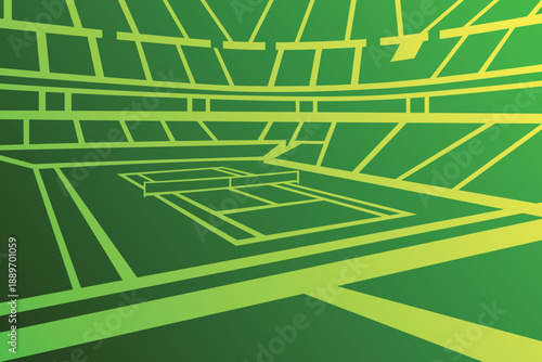 Tennis Ball Field Arena Sport Stadium Stylized Gradient Illustration Vector 