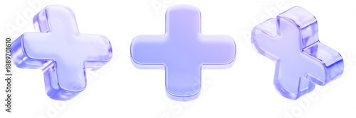 Foto 3d set of holographic glass cross symbols