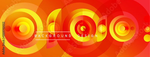 Abstract circles radiate from centers. Yellows, oranges, reds create dynamic visual effect. Text reads background design.