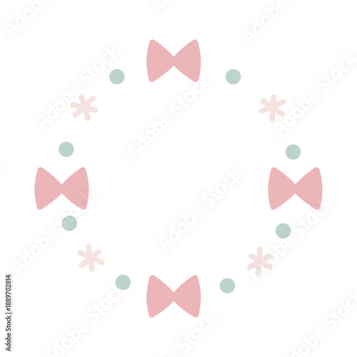 優しい色リボンの輪フレーム素材B