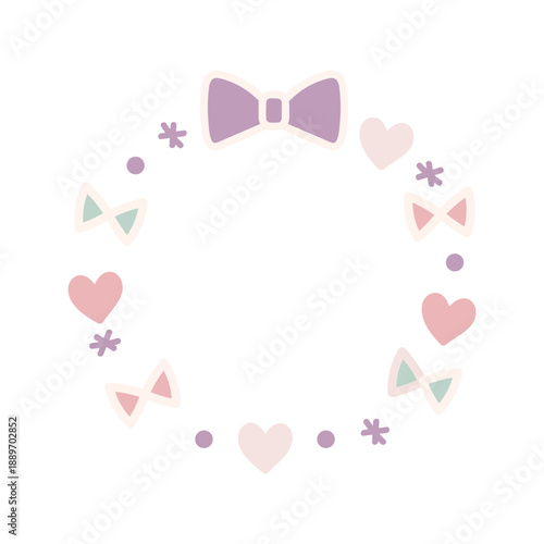 優しい色リボンの輪フレーム素材A