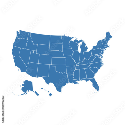 United States map with all 50 states outlined