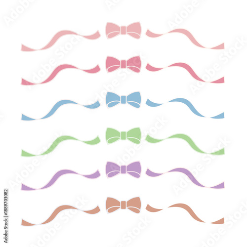 優しい色のリボン6色素材セット