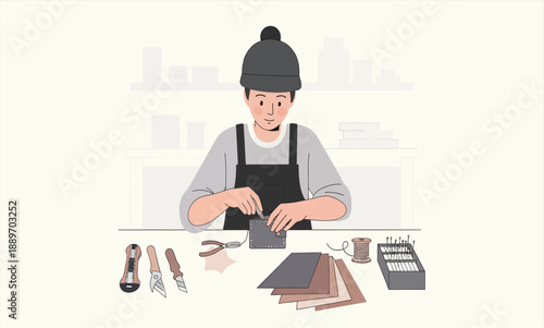 Leather Craft Workshop Illustration
