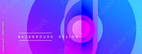 Abstract gradient circles overlap. Purple, blue hues create dynamic visual effect. Text reads background design. Modern, vibrant composition.