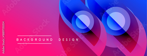 Abstract gradients create dynamic shapes. Pink, blue hues blend, forming modern background design. Minimalist text adds visual interest.