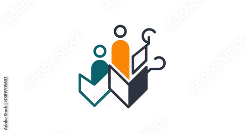 Abstract Teamwork and Community Connection Logo Design on Isolated White Background