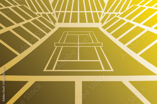 Tennis Ball Field Arena Sport Stadium Stylized Gradient Illustration Vector 