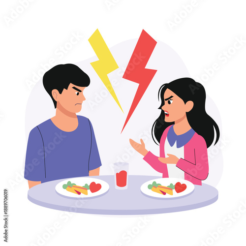 Relationship Conflict Vector Flat Illustration EPS 10 File