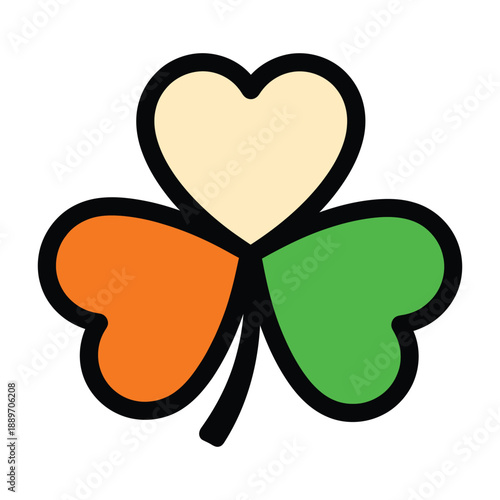 Colorful heart shaped clover leaf for st patricks day