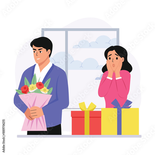 Deceptive Gifts Vector Flat Illustration EPS 10 File