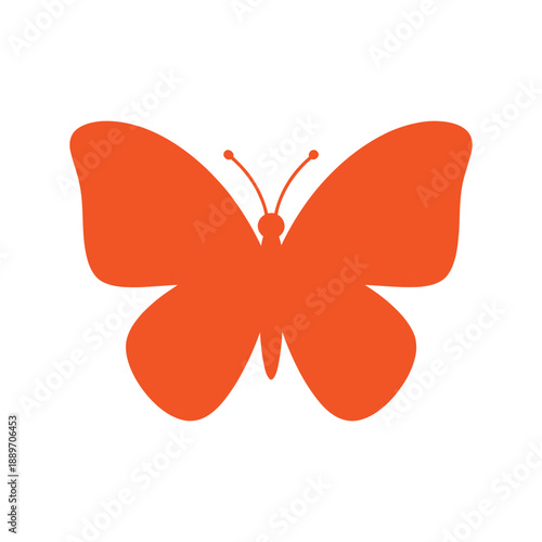 Vibrant red butterfly icon with spread wings