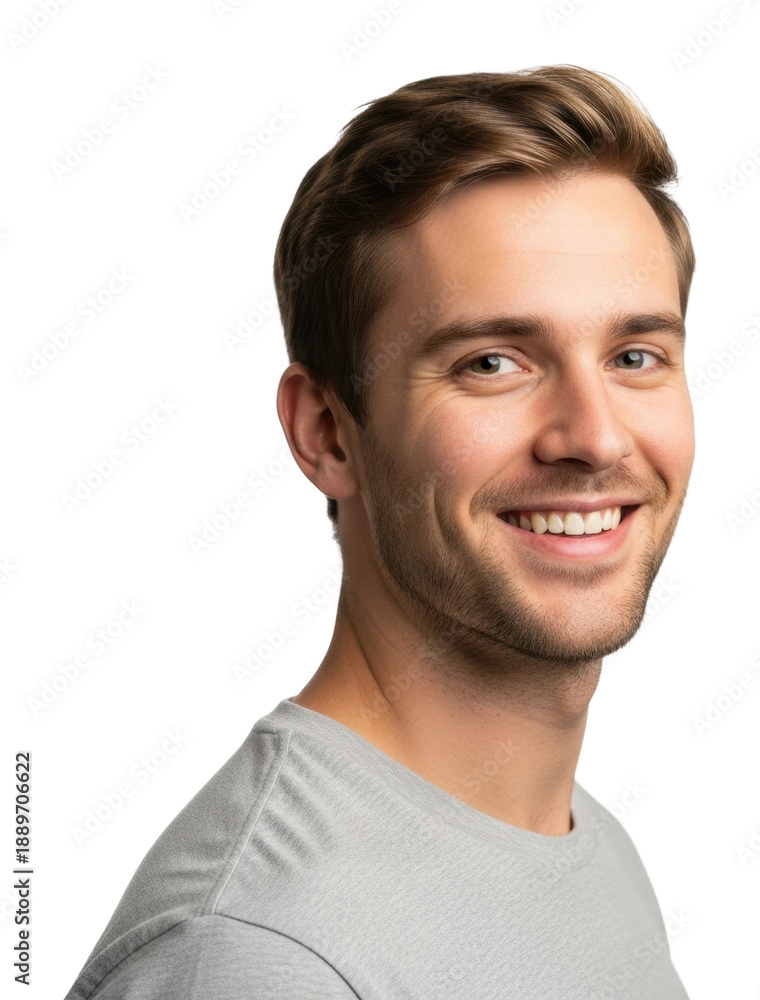 Fototapeta premium Smiling young man portrait isolated on transparent background