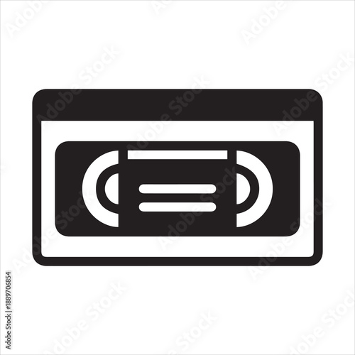 Black solid icon for video tape