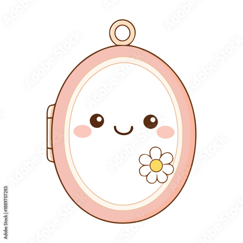 Flower Charm Locket Character illustration, Retro Mother's Day Clipart, Cute kawaii Pastel Art, Retro Mom Clipart, Happy Mothers Day Design