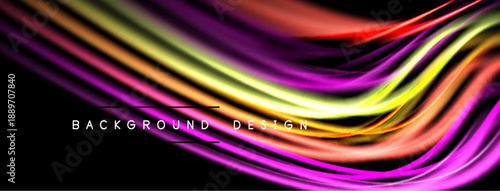 Abstract flowing ribbons, vibrant colors, dynamic curves. Smooth gradients create elegant background design. Modern, artistic presentation.