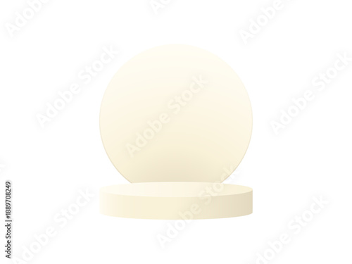 Empty white podium pedestal and platform set with round stages cylinder and stairs for clean product presentation 3d mockup design