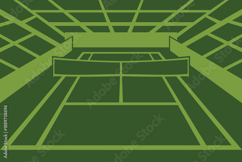 Tennis Ball Field Arena Sport Stadium Stylized Silhouette Green Illustration Vector 