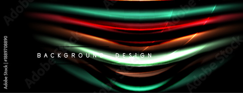Abstract flowing lines, vibrant colors, dark background. Modern design element, dynamic composition, sleek presentation.