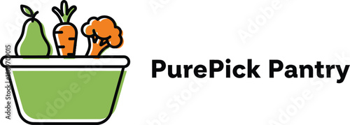 PurePick Pantry Modern Graphic Logo Illustration with Clean Food Icon Vector Illustration 