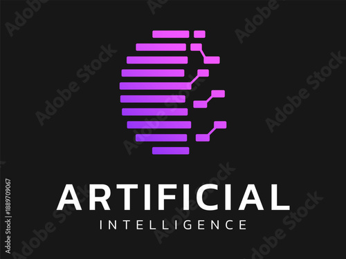 Artificial intelligence with AI circle Data Transformation analysis movement technology logo vector illustration design concept, representing futuristic technology, digital transformation, ui.