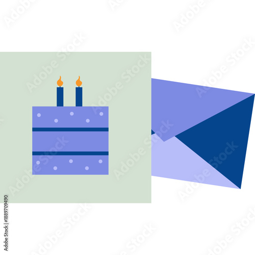 Birthday Card Flat Illustration